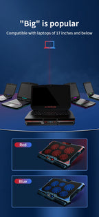 COOLCOLD 17inch Gaming Laptop Cooler Six Fan Led Screen Two USB Port 2600RPM Laptop Cooling Pad Notebook Stand For Laptop