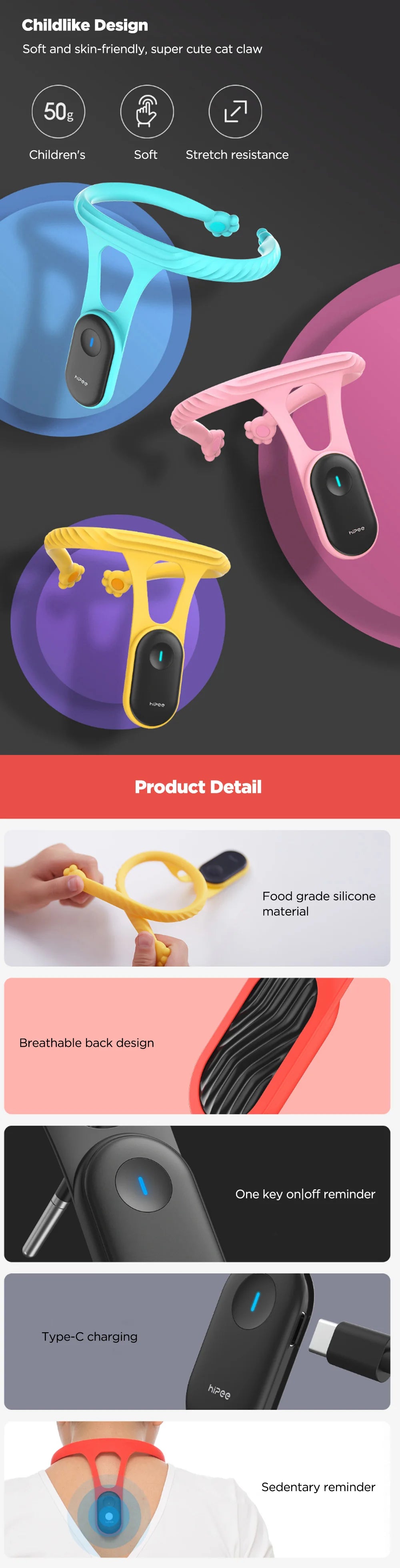 Hipee Smart Posture Correction Device Realtime Scientific Back Posture Training Monitoring Corrector For Adult