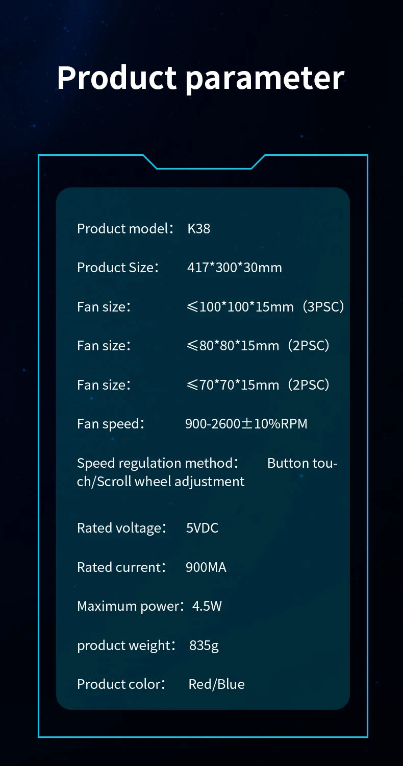 COOLCOLD 17inch Gaming Laptop Cooler Six Fan Led Screen Two USB Port 2600RPM Laptop Cooling Pad Notebook Stand For Laptop