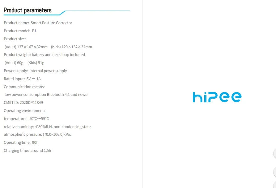 Hipee Smart Posture Correction Device Realtime Scientific Back Posture Training Monitoring Corrector For Adult