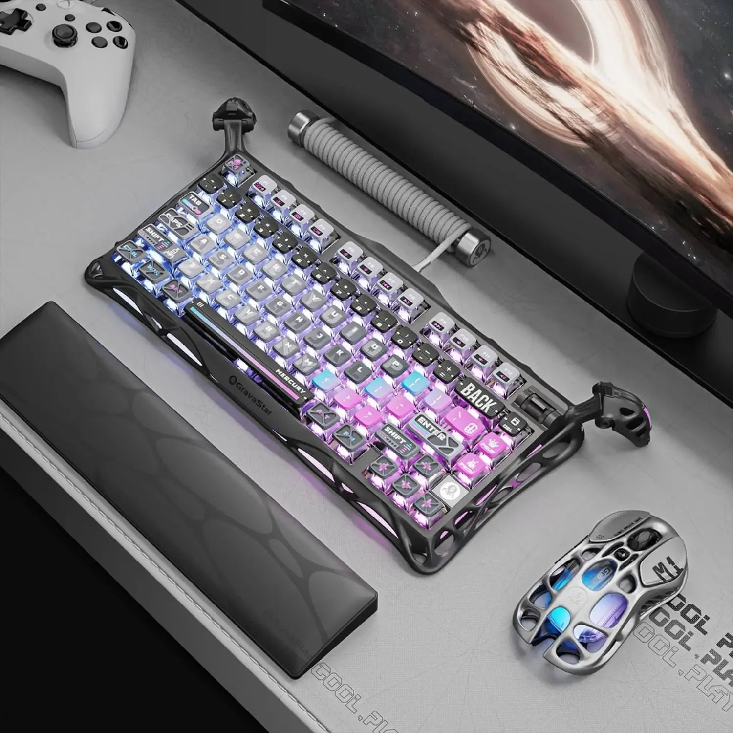 Gravastar K1 Mechanical Keyboard Bluetooth Wireless Aluminium Alloy Tri-Mode RGB Light E-sports Gaming Keyboard PC Accessories