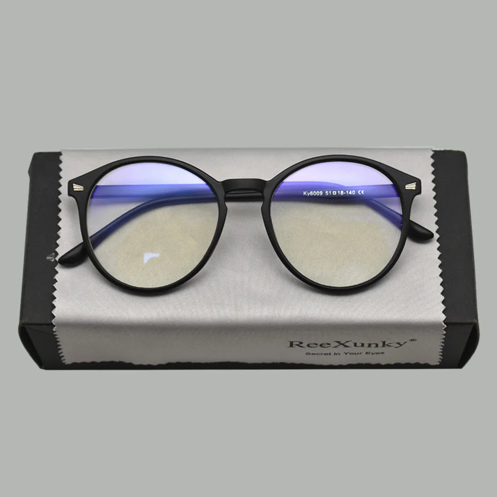 Blue Light Blocking Glasses, Vintage Round Full Frame with Metal Rivet Details, Lightweight Anti-Radiation for Daily Screen Time