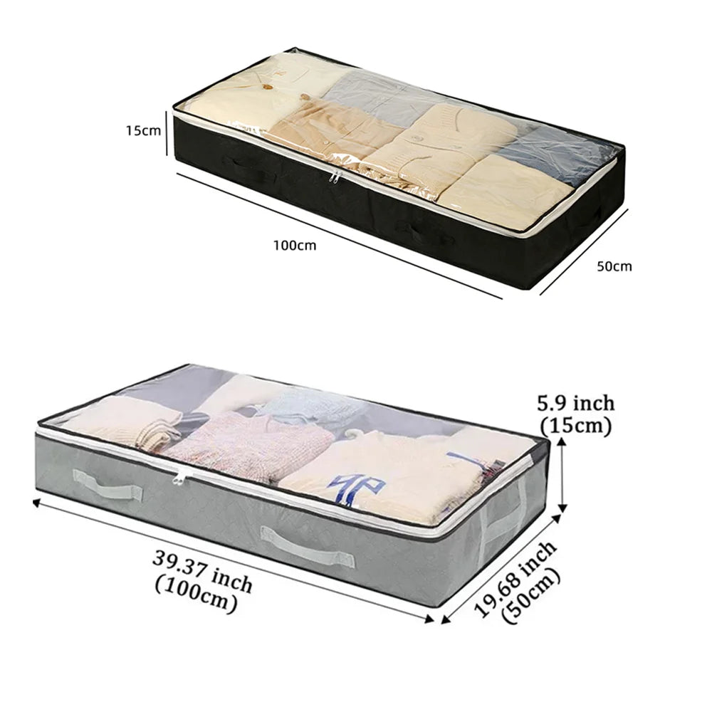1pc/2pcs/3pcs Dustproof Under Bed Storage Box with Reinforced Handles for Comforter Blanket  Pillow and Toys Bedroom Accessories