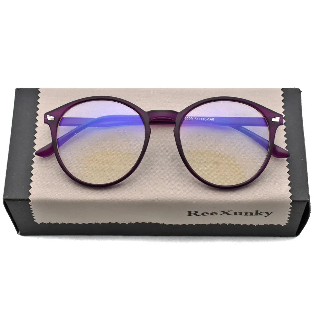 Blue Light Blocking Glasses, Vintage Round Full Frame with Metal Rivet Details, Lightweight Anti-Radiation for Daily Screen Time