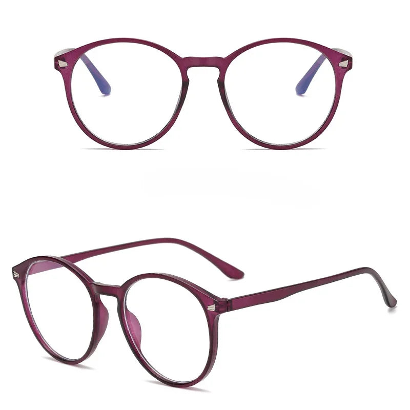 Blue Light Blocking Glasses, Vintage Round Full Frame with Metal Rivet Details, Lightweight Anti-Radiation for Daily Screen Time