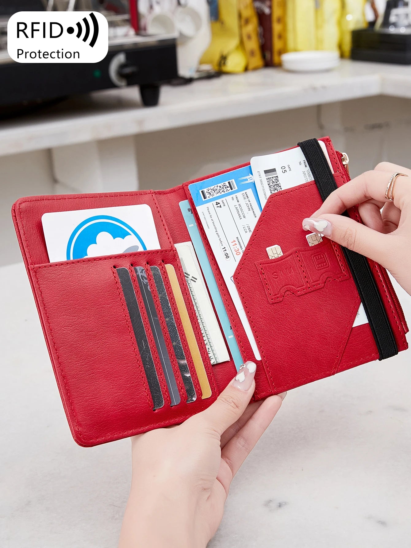 Women Men RFID Vintage Business Passport Covers Holder Multi-Function ID Bank Card PU Leather Wallet Case Travel Accessories