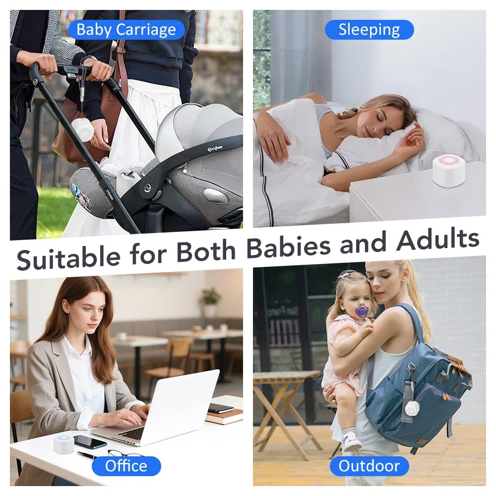 White Noise Sound Machine Built-in 10 Soothing Sounds 3-Gear Timing Portable Sleep Aid Device USB Rechargeable Built in Battery