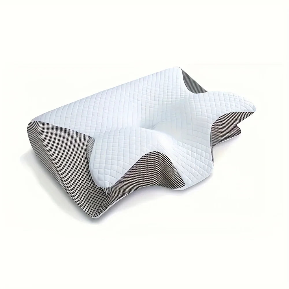Ergonomic Neck Horn Pillow for Side, Back and Stomach Sleepers - Contoured Design, Shoulder Relaxation, Soft Yet Firm Support