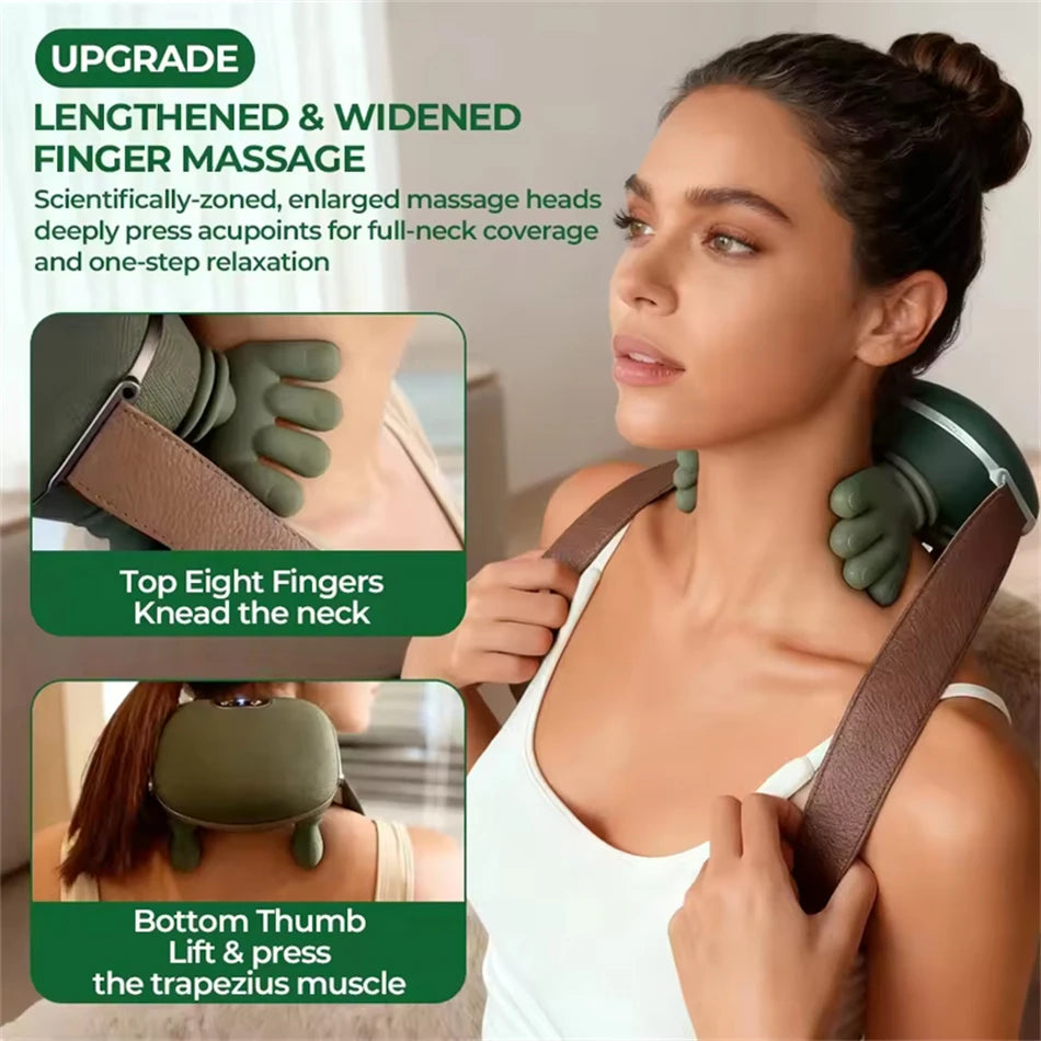 New Bionic Finger Neck Shoulder Massager Wireless Neck Cervical Trapezius Kneading Massage Shawl Brushless Motor Neck masajeador