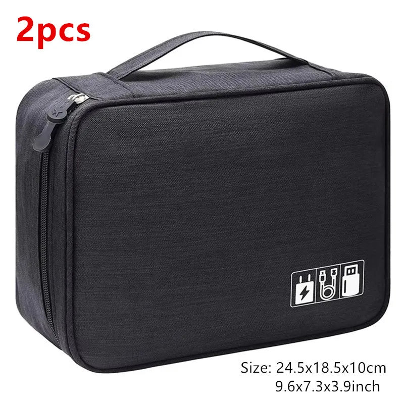 Portable Digital Storage Bag USB Gadget Waterproof Cable Organizer Pouch Electronics Devices Accessories Pack Supplies