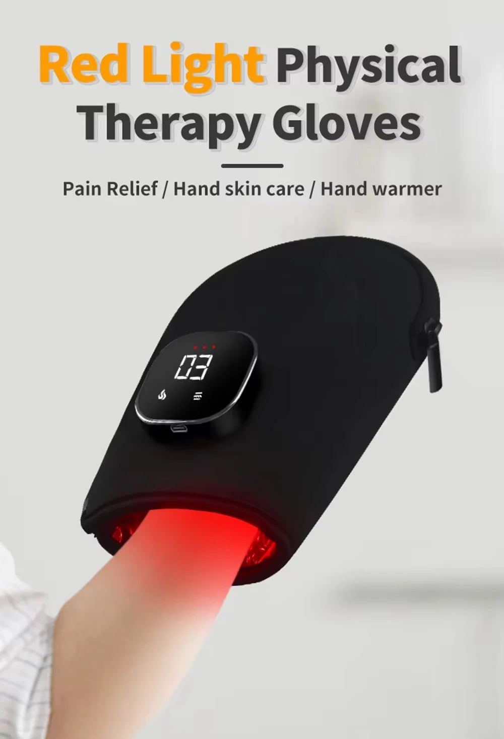 Red Light Therapy for Hand Pain Relief with 660nm Red & 850nm Infrared Light,Rechargeable LED Near Infrared Light Therapy Glove