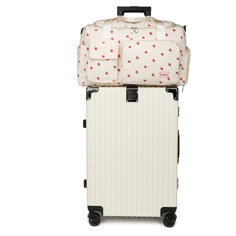 Corduroy Travel Tote Bag Large Capacity Carry On Travel Bag With Shoe Compartment Sports Fitness Bags For Women Duffle Bags