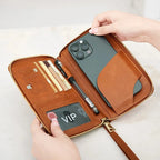 Travel Wallet Passport Holder Ticket Holder, Credit Card Case, Multi-functional Zippered Wallet with Wrist Strap