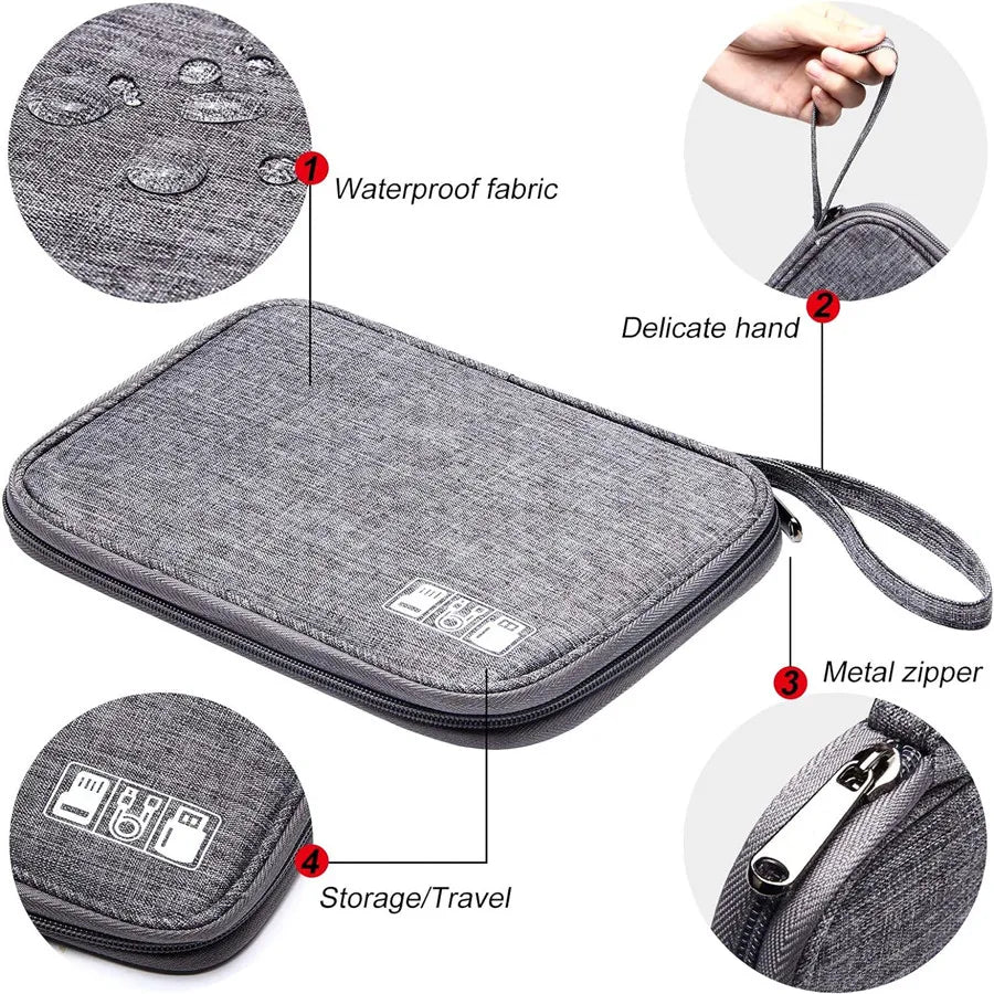Portable Digital Storage Bag USB Gadget Waterproof Cable Organizer Pouch Electronics Devices Accessories Pack Supplies