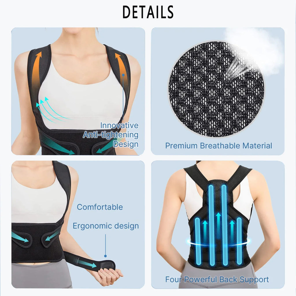 Posture Corrector for Men&Women,Shoulder Straightener Upper&Lower Back Brace Adjustable Support Waist Back Pain Relief