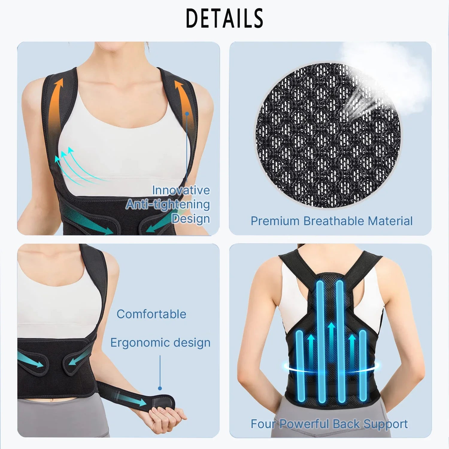 Posture Corrector for Men&Women,Shoulder Straightener Upper&Lower Back Brace Adjustable Support Waist Back Pain Relief