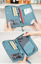 Travel Wallet Passport Holder Ticket Holder, Credit Card Case, Multi-functional Zippered Wallet with Wrist Strap