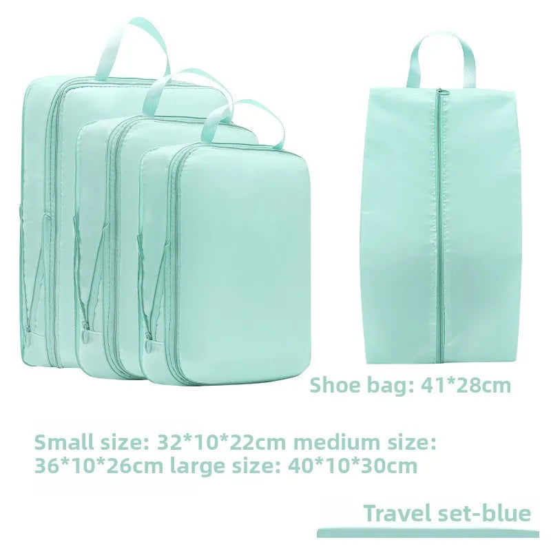 4Pcs/Set Travel Compression Packing Cubes Bag Portable Suitcase Clothes Organizers Waterproof Luggage Storage Cases Drawer Bags