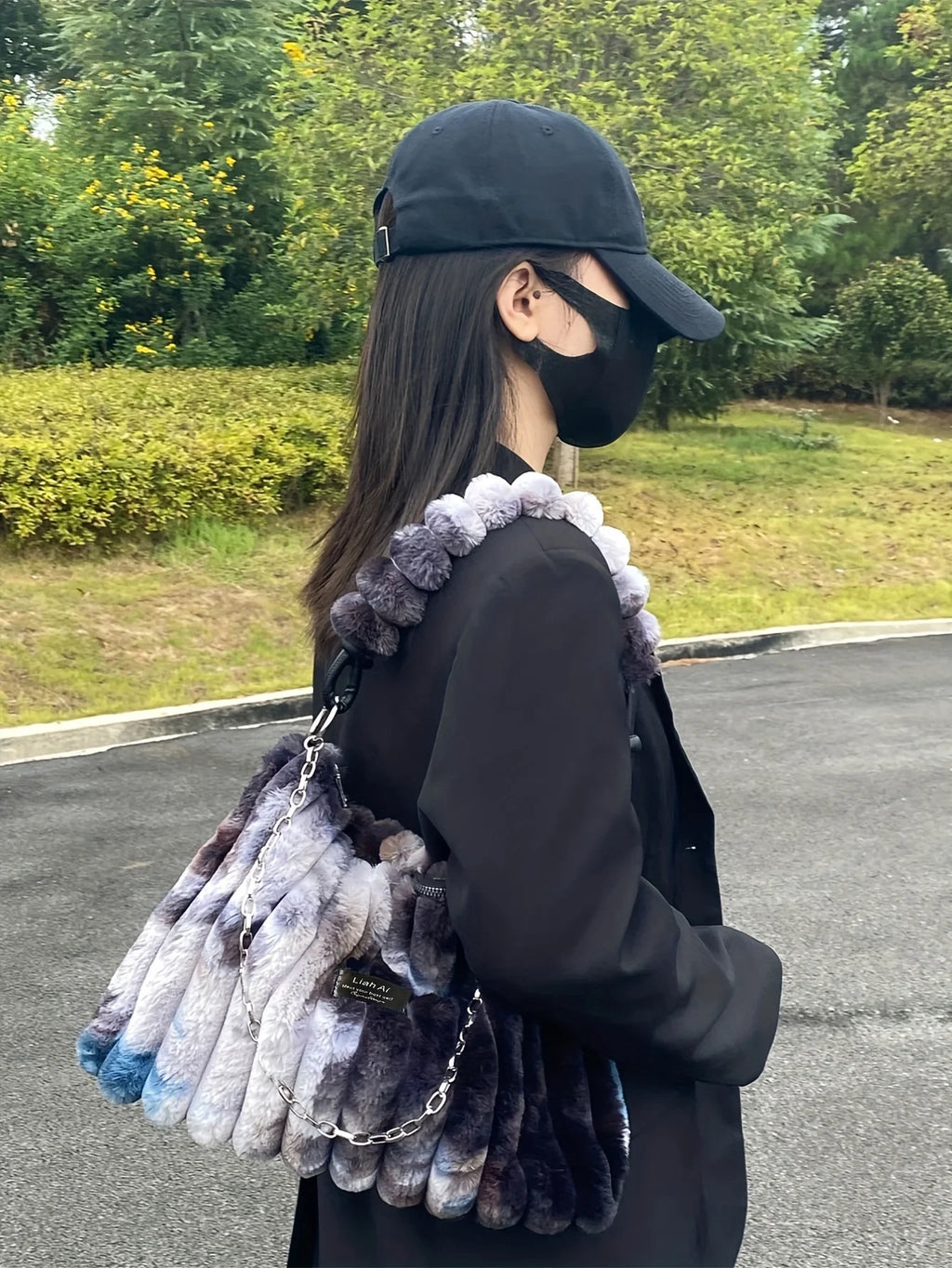 Women Plush Tote Bag with Crossbody/Handheld Carry Soft Striped Plush Exterior Cozy Handbag Shoulder Bag for Travel Everyday Use