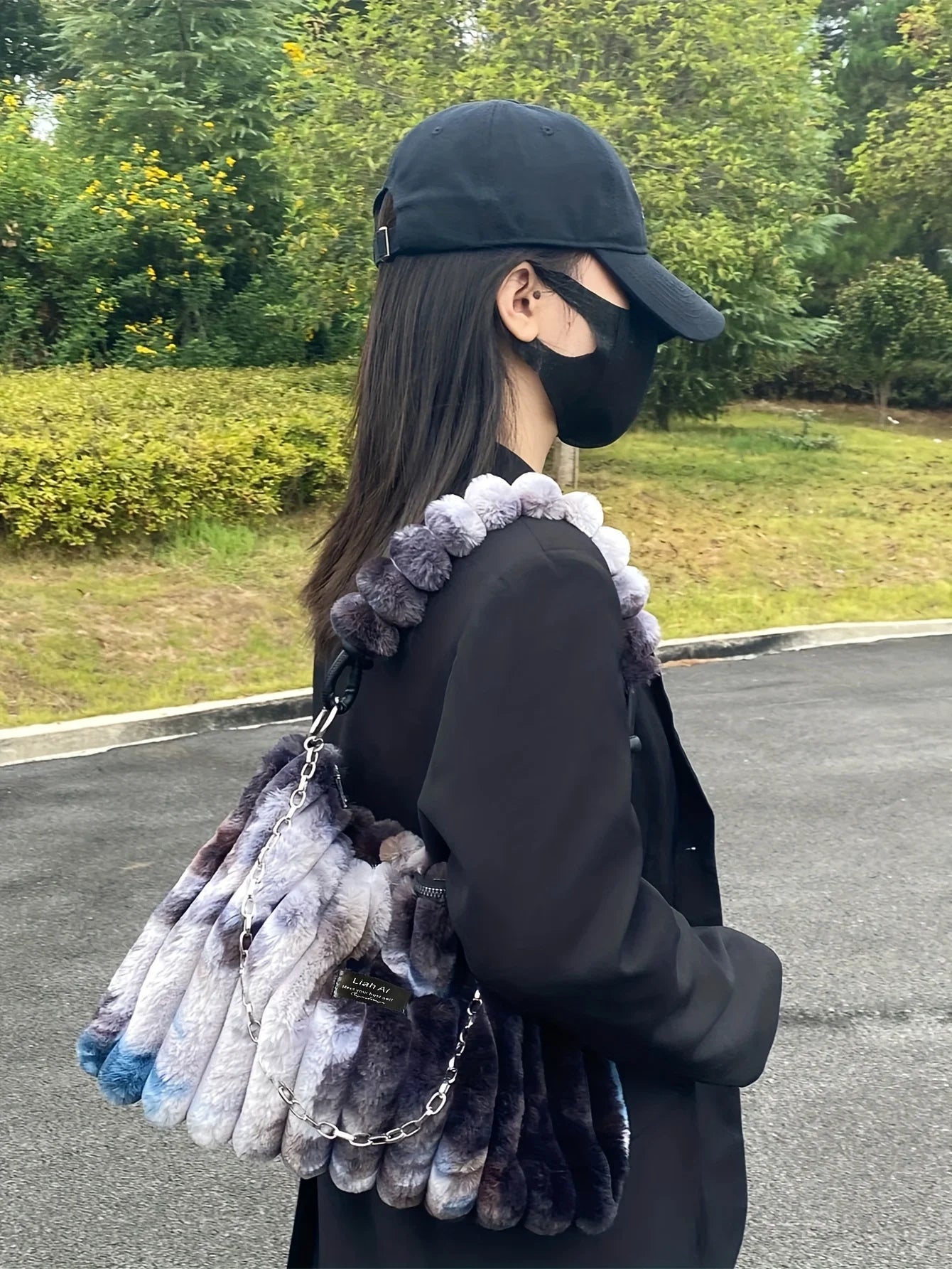 Women Plush Tote Bag with Crossbody/Handheld Carry Soft Striped Plush Exterior Cozy Handbag Shoulder Bag for Travel Everyday Use