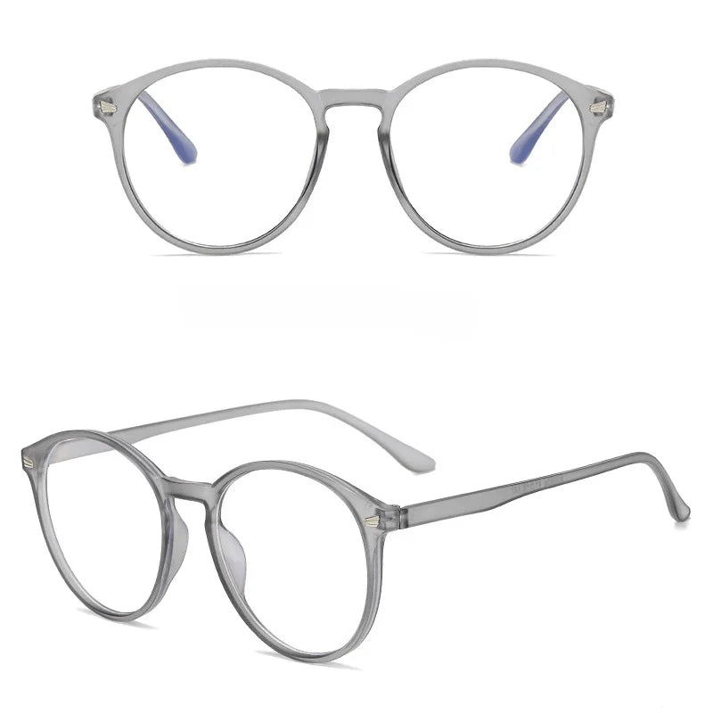 Blue Light Blocking Glasses, Vintage Round Full Frame with Metal Rivet Details, Lightweight Anti-Radiation for Daily Screen Time