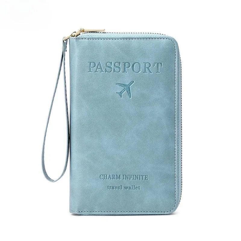 Travel Wallet Passport Holder Ticket Holder, Credit Card Case, Multi-functional Zippered Wallet with Wrist Strap