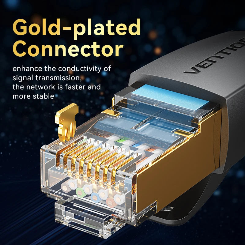 Vention CAT8 Ethernet Cable 40Gbps 2000MHz CAT 8 Networking Cotton Braided Internet Lan Cord for Laptops PS 5 Router RJ45 Cable