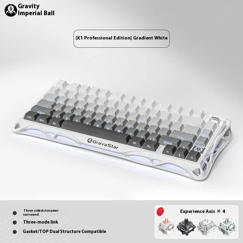 Gravastar K1 Mechanical Keyboard Bluetooth Wireless Aluminium Alloy Tri-Mode RGB Light E-sports Gaming Keyboard PC Accessories