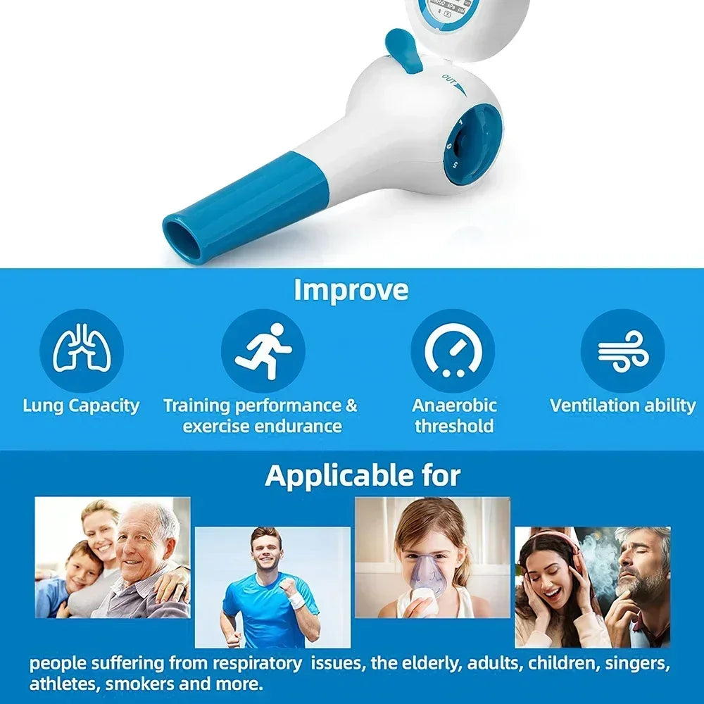 Breathing Trainer with Electric Manometer for Lung Expander Respiratory Muscle Trainer Therapy Inspiratory Expiratory