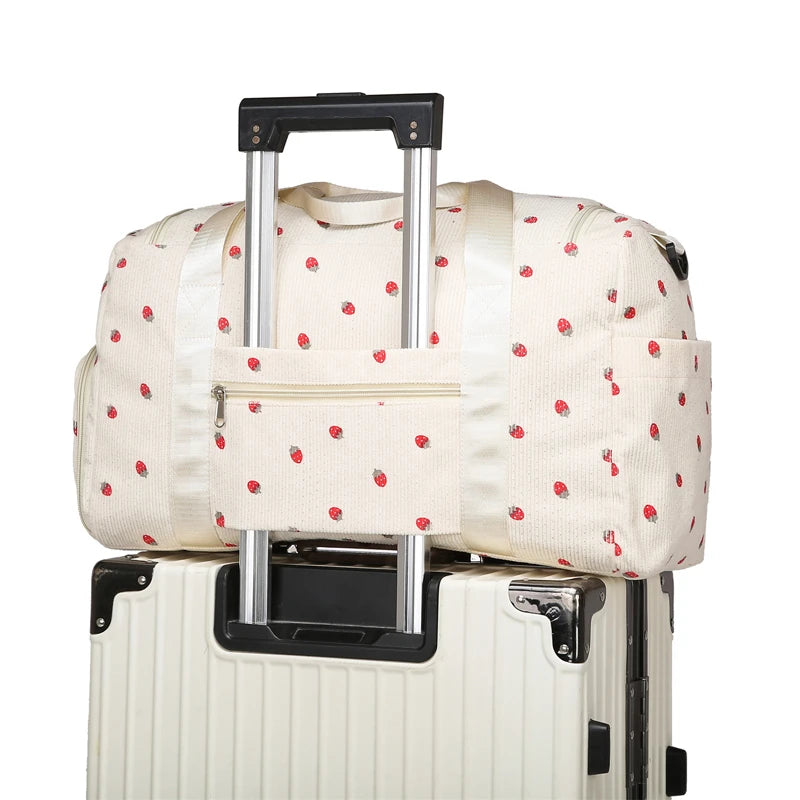 Corduroy Travel Tote Bag Large Capacity Carry On Travel Bag With Shoe Compartment Sports Fitness Bags For Women Duffle Bags