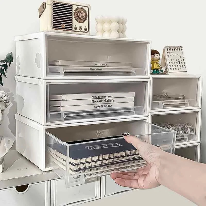 Desktop Storage Box Drawer Stationery Organizer Stackable Storage Locker Dresser Wardrobe Clothing Organizers Makeup Sorting Box