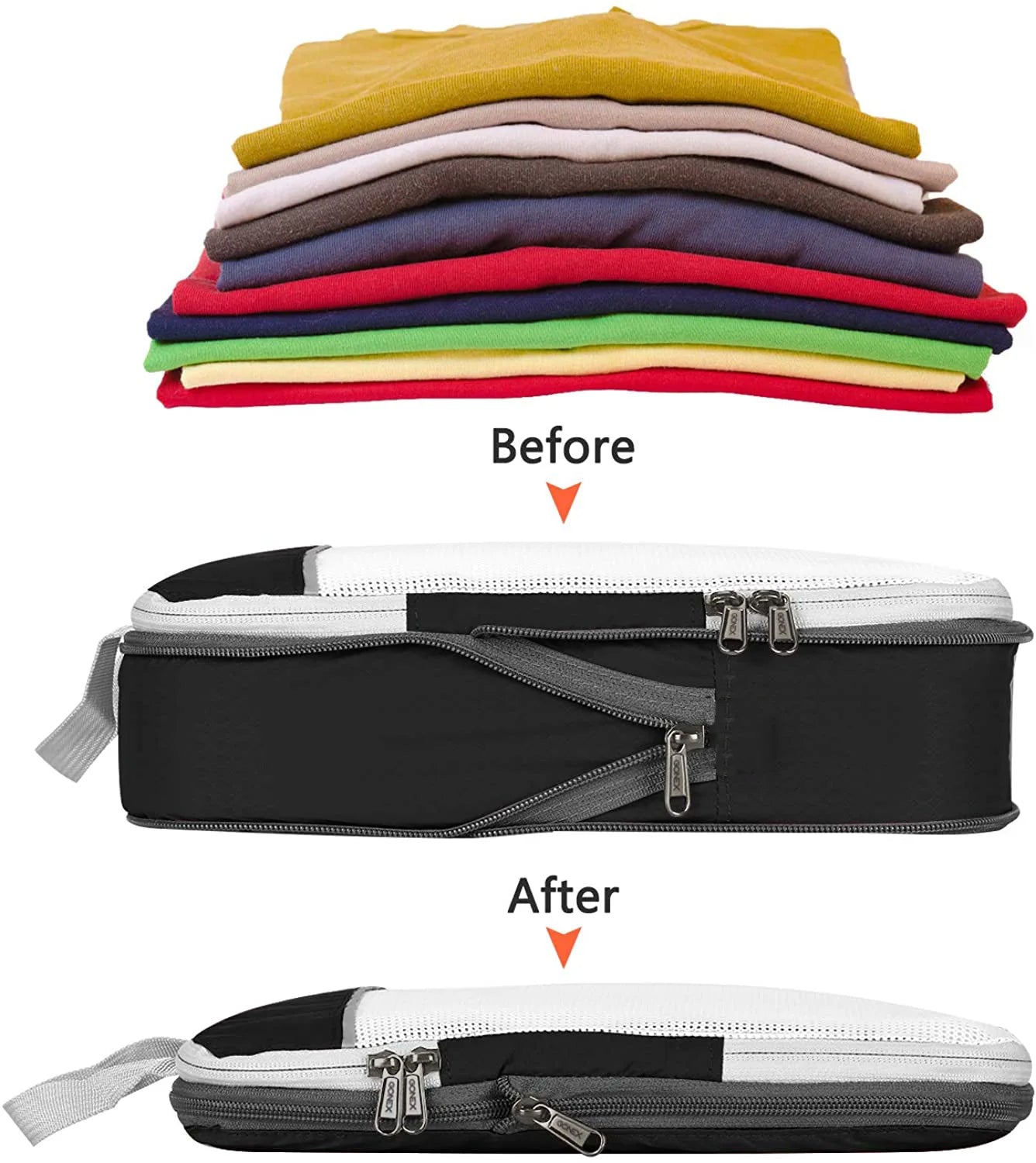 6PCS Travel Compressed Packing Cubes Storage Organizer Set With Shoe Bag Mesh Visual Luggage Portable Lightweight Suitcase Bag