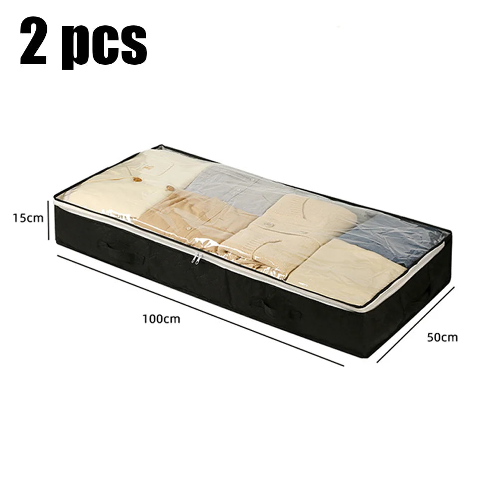 1pc/2pcs/3pcs Dustproof Under Bed Storage Box with Reinforced Handles for Comforter Blanket  Pillow and Toys Bedroom Accessories