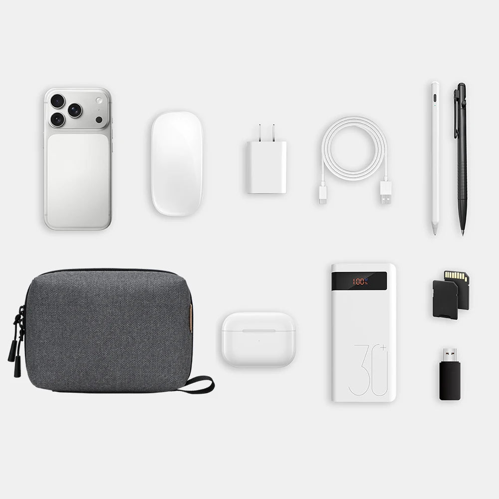 Travel Electronics Organizer Bag, Waterproof Tech Pouch for Power Bank, USB Drive, Hard Drive, Cords, Fit for School, Business