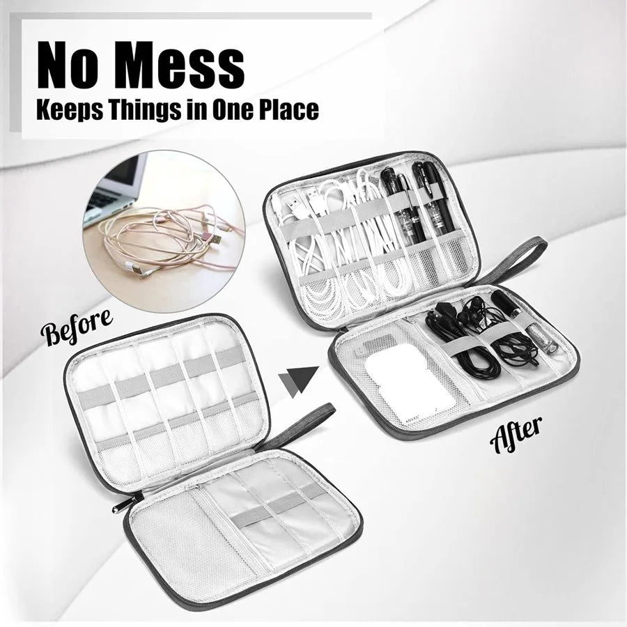 Portable Digital Storage Bag USB Gadget Waterproof Cable Organizer Pouch Electronics Devices Accessories Pack Supplies