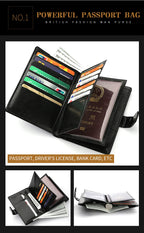 Stylish Travel Passport Bag Multi-Card Card Holder Portable Multi-Function Men's Wallet