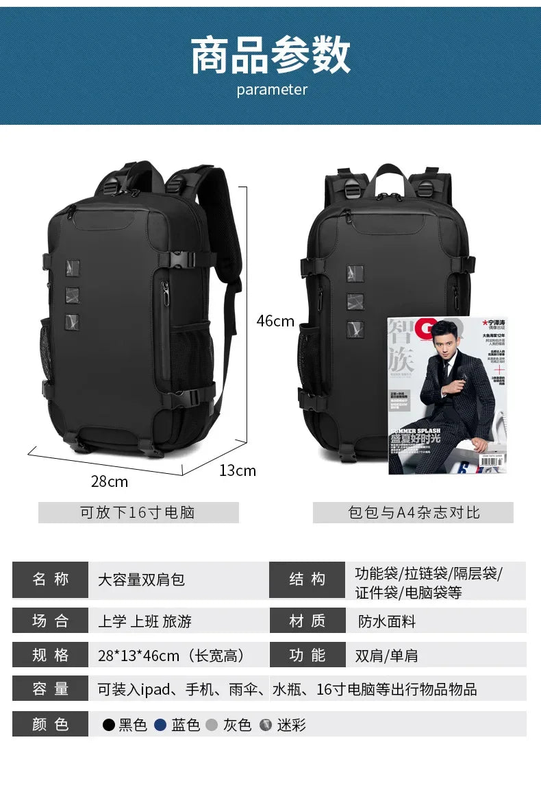 OZUKO  Backpacks 15.6 inch Laptop Men Backpack Outdoor Backpack Teenager Male Waterproof Travel Bag Mochilas