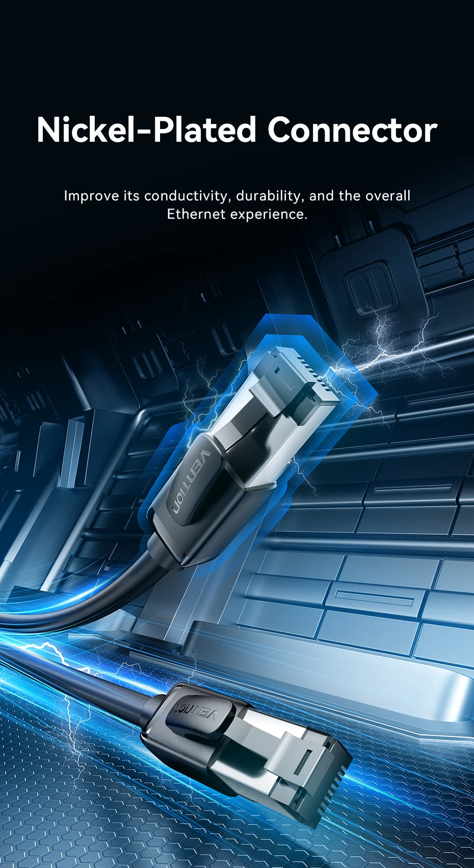 Vention CAT8 Ethernet Cable 40Gbps 2000MHz CAT 8 Networking High Speed Internet Lan Cord for PC Laptops PS5 4 Router RJ45 Cable