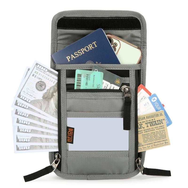 X5XA Travel Wallet Neck Holder Travel Crossbody Bag for Women and Man