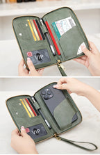 Travel Wallet Passport Holder Ticket Holder, Credit Card Case, Multi-functional Zippered Wallet with Wrist Strap