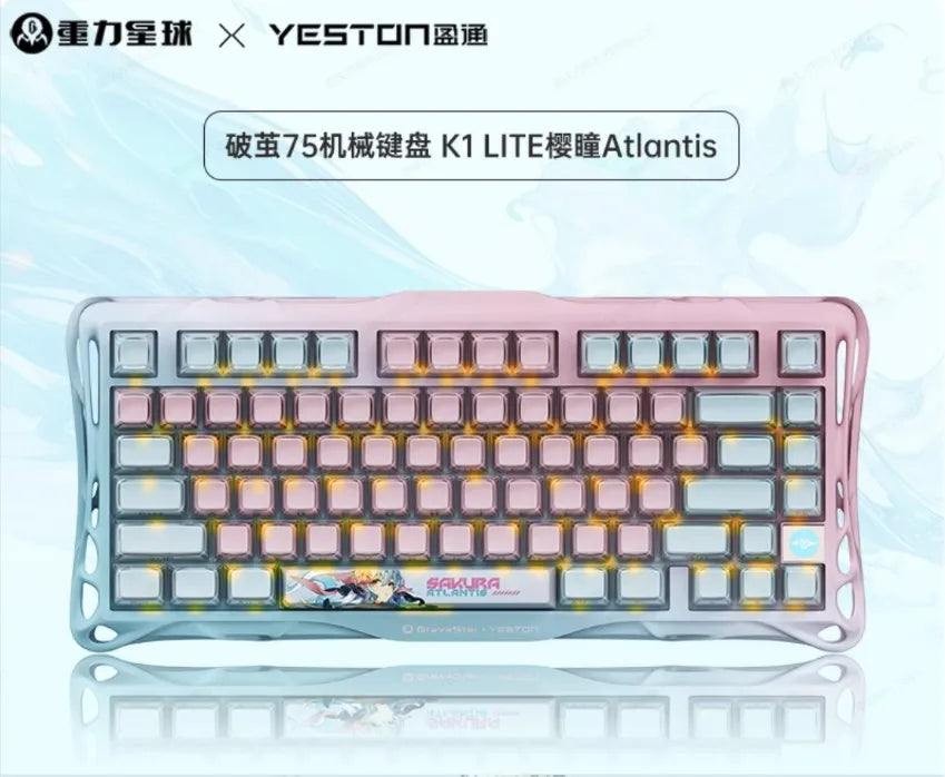 Gravastar K1 Mechanical Keyboard Bluetooth Wireless Aluminium Alloy Tri-Mode RGB Light E-sports Gaming Keyboard PC Accessories