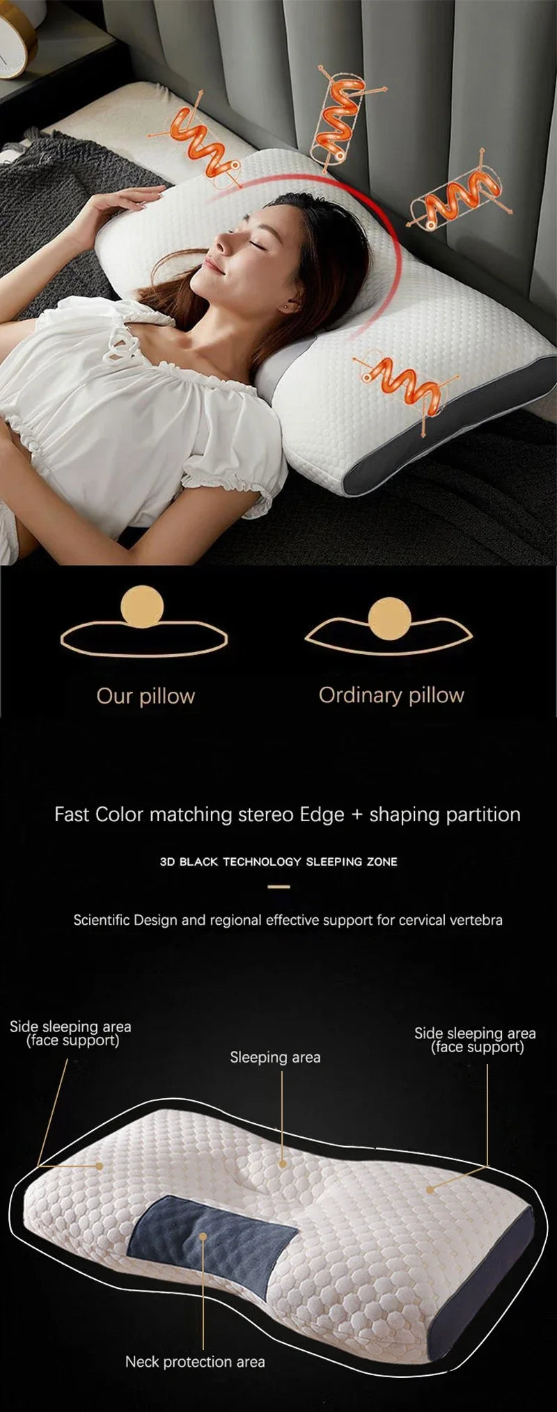 NEW Pillow Help Sleep And Protect The Neck Cervical Orthopedic Household Soybean Fiber Massage SPA Pillow For Sleeping 2025
