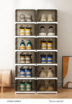 Dustproof 1/3/6 Layers Foldable Shoes Box Stackable Transparent Thickened Plastic Bins Sneaker Shoe Organizer Cabinet Organizers