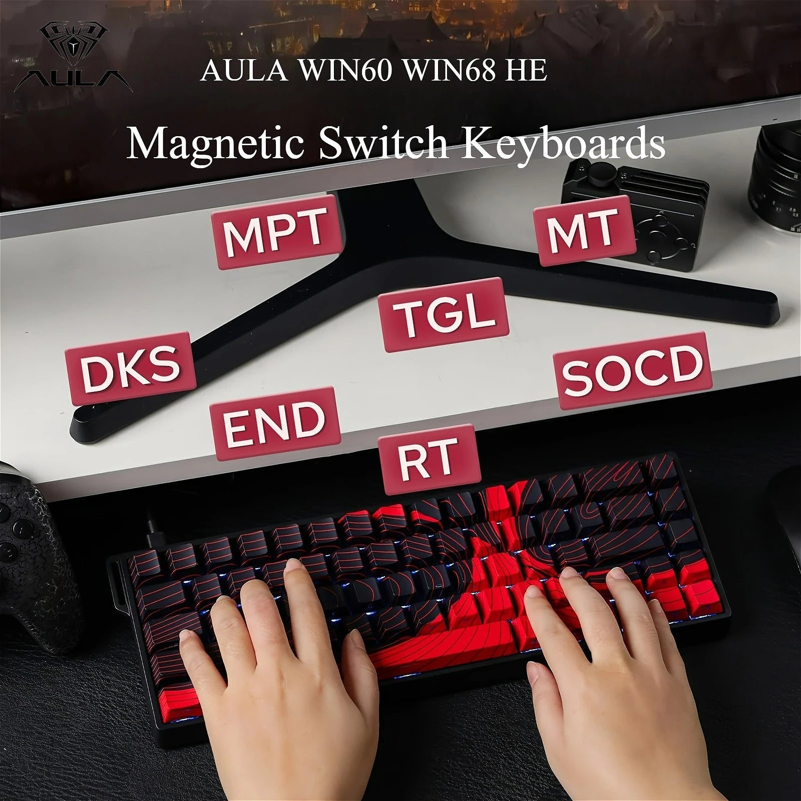 AULA WIN60 WIN68 HE Magnetic Keyboards Esports Rapid Trigger 8K Return RGB Hotswap Wired Gaming Mechanical Keyboard for Pc Gamer