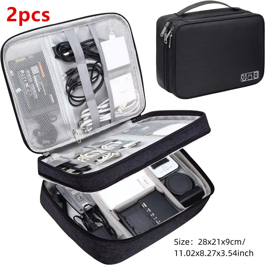 Portable Digital Storage Bag USB Gadget Waterproof Cable Organizer Pouch Electronics Devices Accessories Pack Supplies