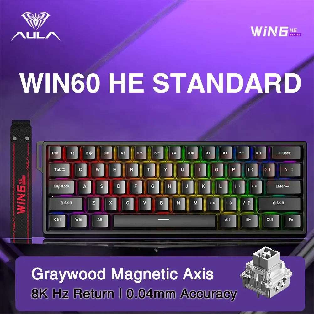 AULA WIN60 WIN68 HE Magnetic Keyboards Esports Rapid Trigger 8K Return RGB Hotswap Wired Gaming Mechanical Keyboard for Pc Gamer