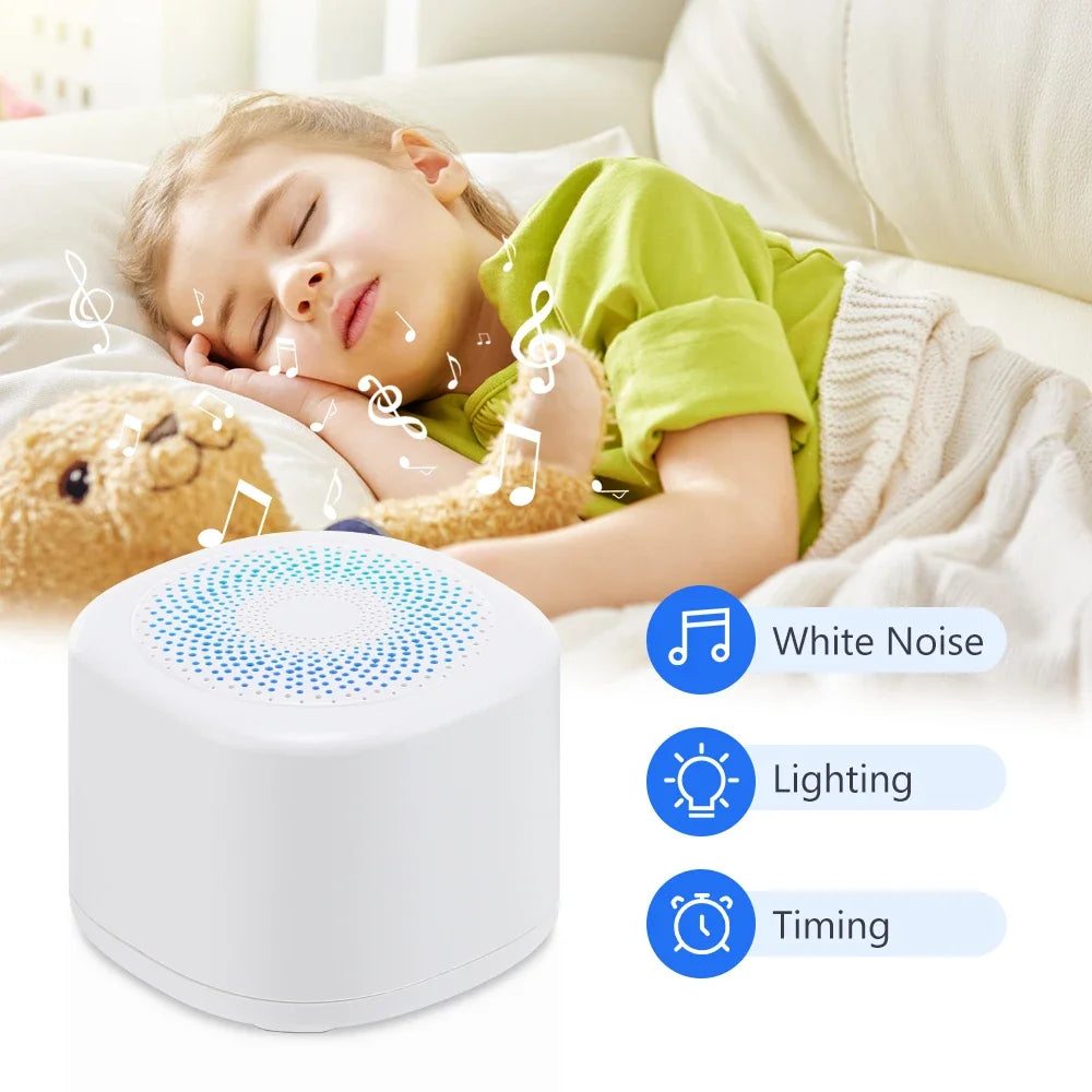 White Noise Sound Machine Built-in 10 Soothing Sounds 3-Gear Timing Portable Sleep Aid Device USB Rechargeable Built in Battery
