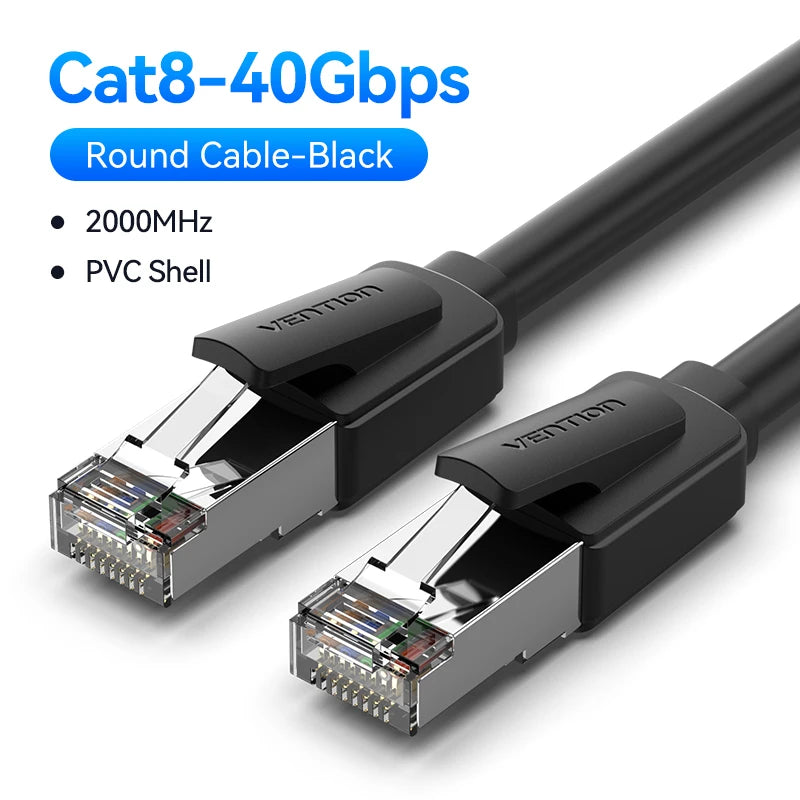 Vention CAT8 Ethernet Cable 40Gbps 2000MHz CAT 8 Networking High Speed Internet Lan Cord for PC Laptops PS5 4 Router RJ45 Cable