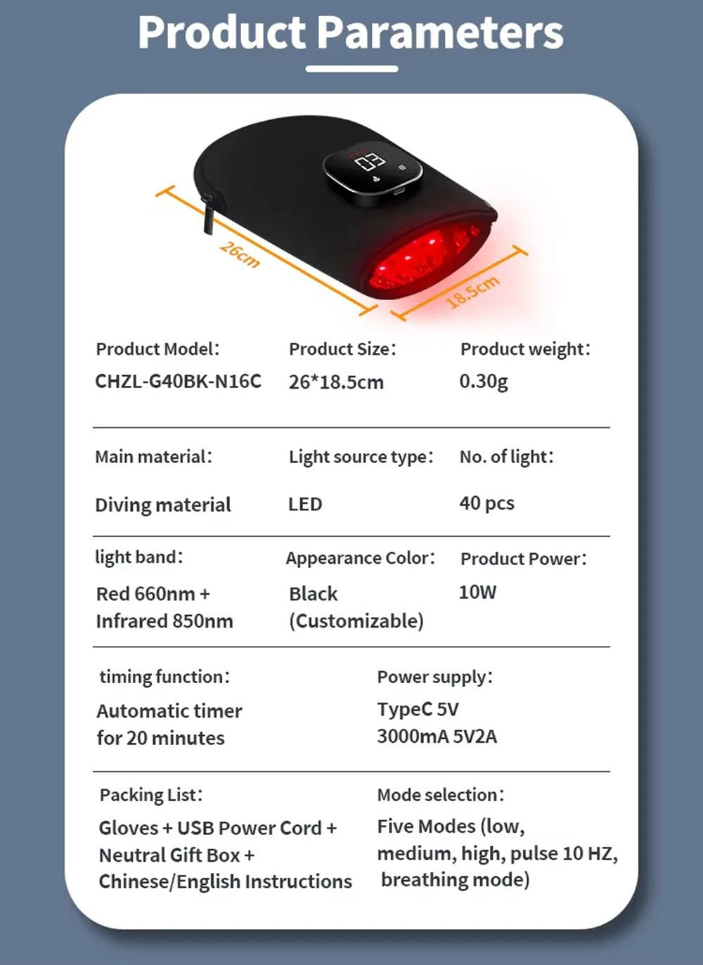 Red Light Therapy for Hand Pain Relief with 660nm Red & 850nm Infrared Light,Rechargeable LED Near Infrared Light Therapy Glove