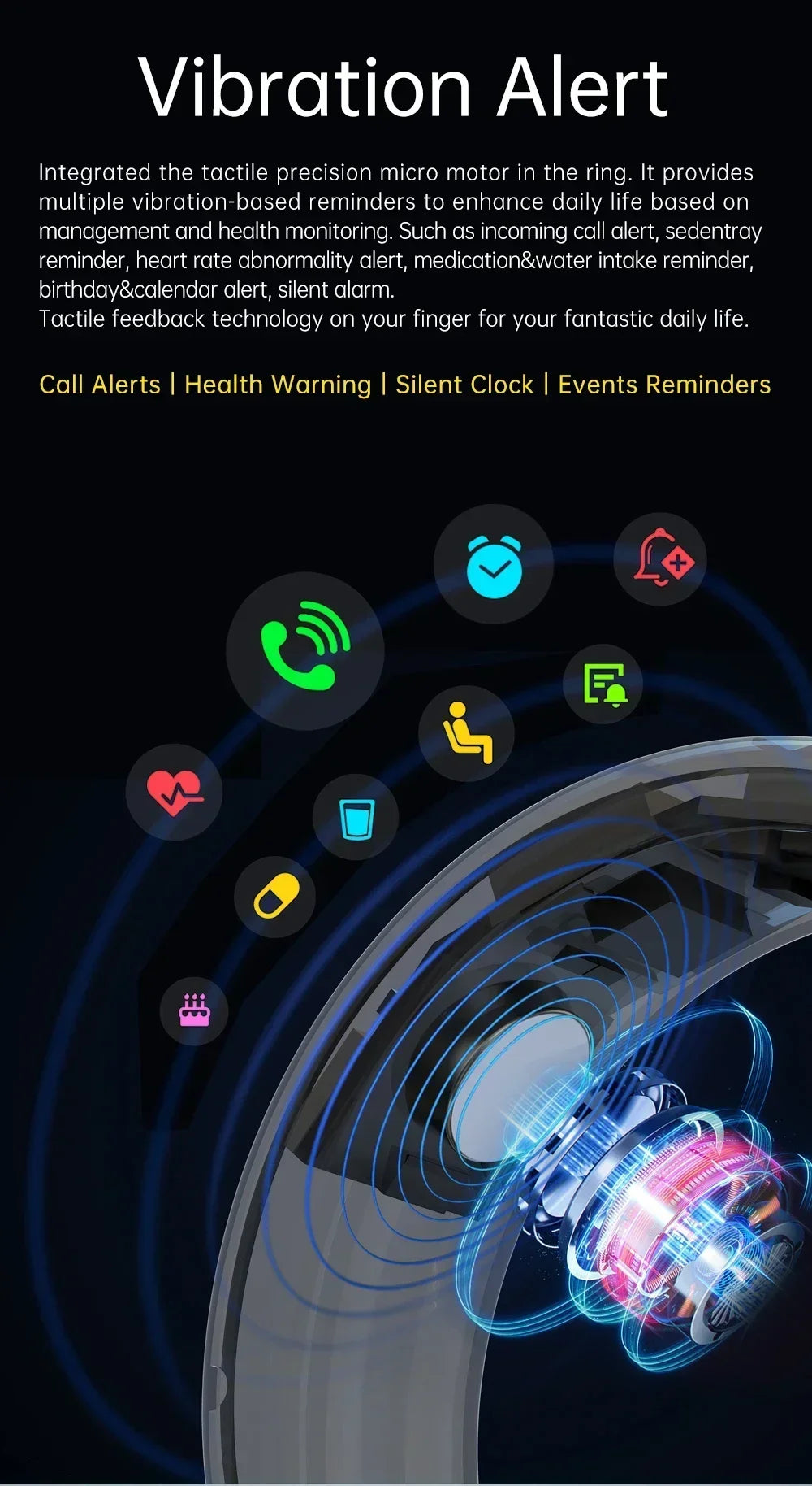 Qino K21 Smart Ring New Health Monitor with Smart Touch Multi-Sport Mode 5ATM Waterproof Skin Temperature Measurement  Charg